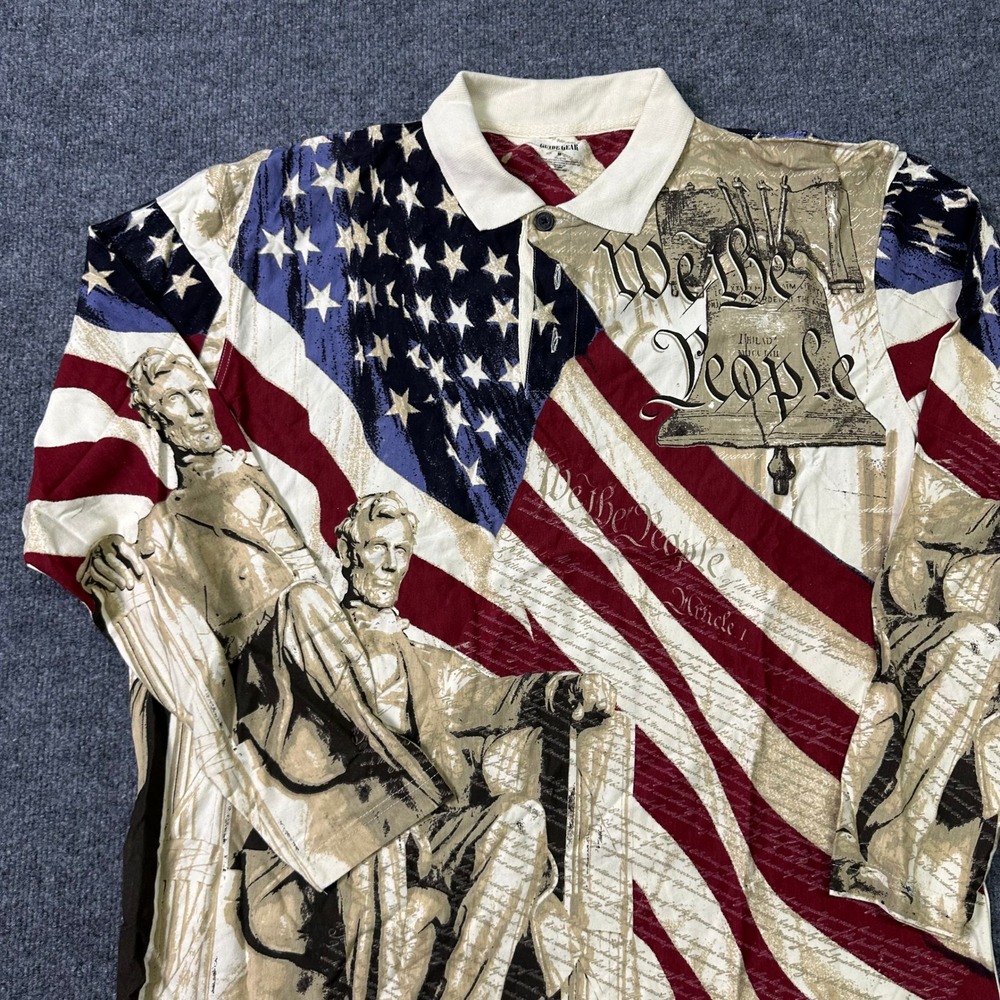 Guide Gear Polo Mens Size M American Flag We The People Long Sleeve Shirt